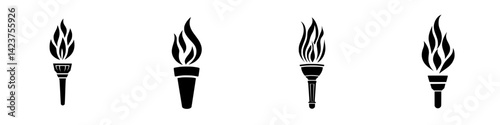 Icon set featuring various torch designs suitable for diverse applications and graphic needs