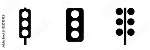 Icon set depicting various traffic light designs for use in digital graphics and applications