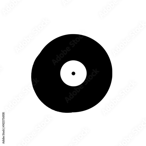 Icon set featuring a simple black vinyl record design suitable for music-themed projects and applications