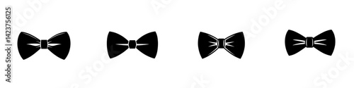 Various designs of black bow ties suitable for formal attire display creativity and elegance in fashion accessories