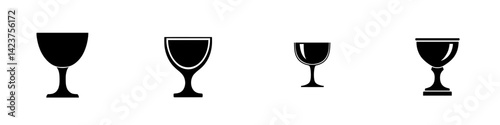 Icon set featuring various styles of cups, designed for versatile usage in digital applications and print media
