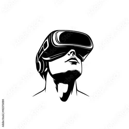 Stylized illustration of a person wearing virtual reality goggles in anticipation of an immersive experience