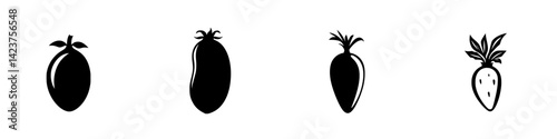 Fresh fruit icon set featuring various stylized designs suitable for modern digital applications