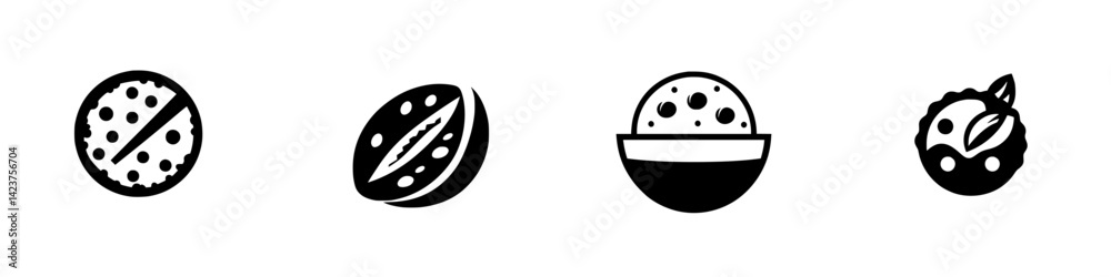 Icon set featuring various cookie designs that highlight different styles and textures for food applications Icon set featuring various cookie designs that highlight different styles and textures for food applications