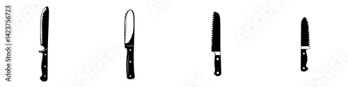 Illustration of various kitchen knives showcasing distinct blade styles and designs for culinary tasks