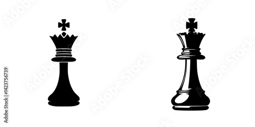 Unique chess king icons featuring elegant design elements for simple graphics projects