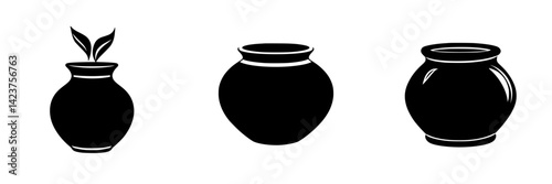 Set of decorative and functional pots for home decor and gardening purposes