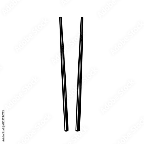 Icon set featuring simple black chopsticks for culinary themes and Asian cuisine related designs