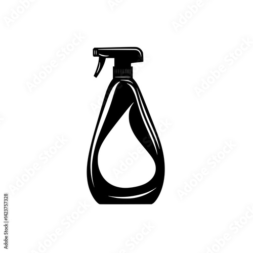 Modern black spray bottle design for cleaning products suitable for various applications