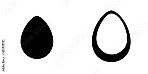 Icon set featuring two minimalist egg shapes in contrasting styles for design applications and creative projects
