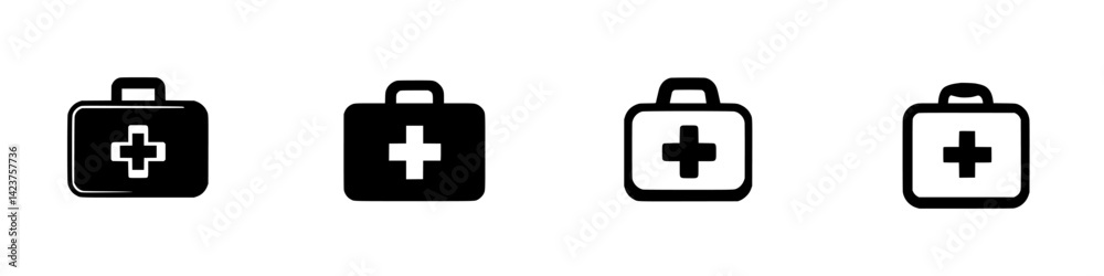 Collection of medical kit icons in various styles for use in health-related design projects Collection of medical kit icons in various styles for use in health-related design projects