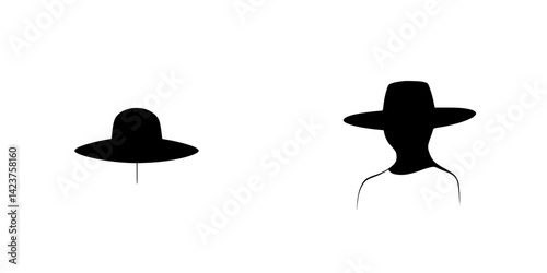 Stylish black hat icon set showcasing various hat designs without detailed features