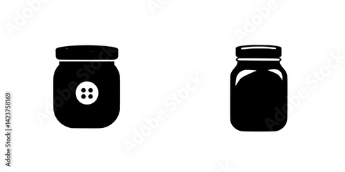 Icon set showcasing various container designs including a jar with buttons and a standard glass jar