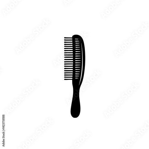 Icon set featuring a single black hair comb on a plain white background for design usage