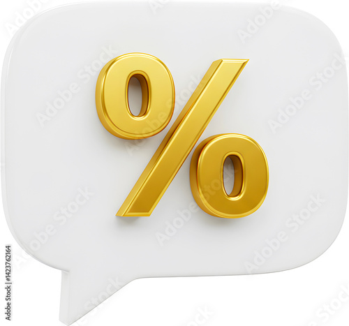 3d golden percent sign