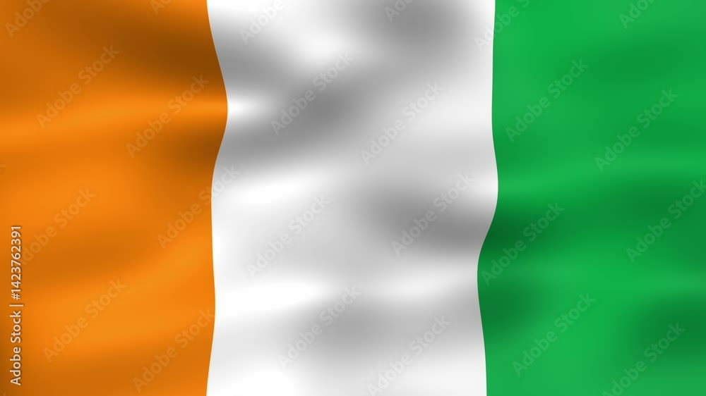 looping ivory coast flag waving animation seamless for background