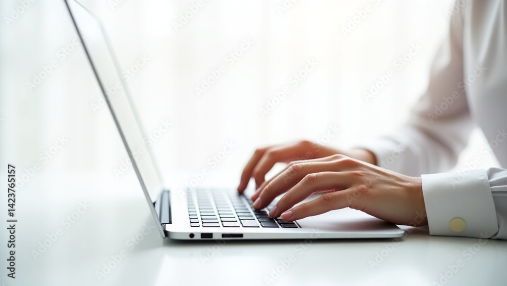 close up of a woman using a laptop close up of a woman using a laptop