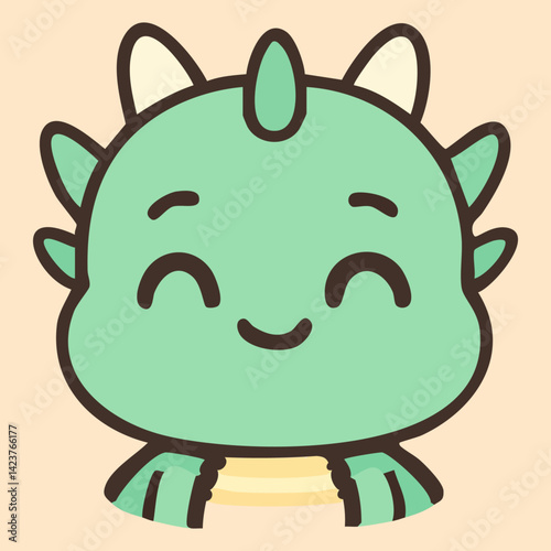 Contented baby dragon with closed eyes and blissful smile