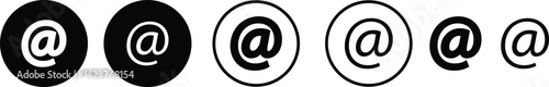 @ button sign icon set. Email address vector collection isolated on transparent background. Containing at, address sign, arobase, arroba and mention someone contact account.