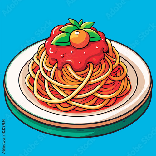 Delicious spaghetti with tomato sauce.