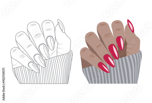 Nail vector floral nail vector nail art vector line art vector beauty product vector nail polish vector.