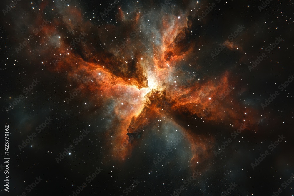 Fototapeta premium Spectacular nebula exhibiting vibrant colors and star formation in deep space