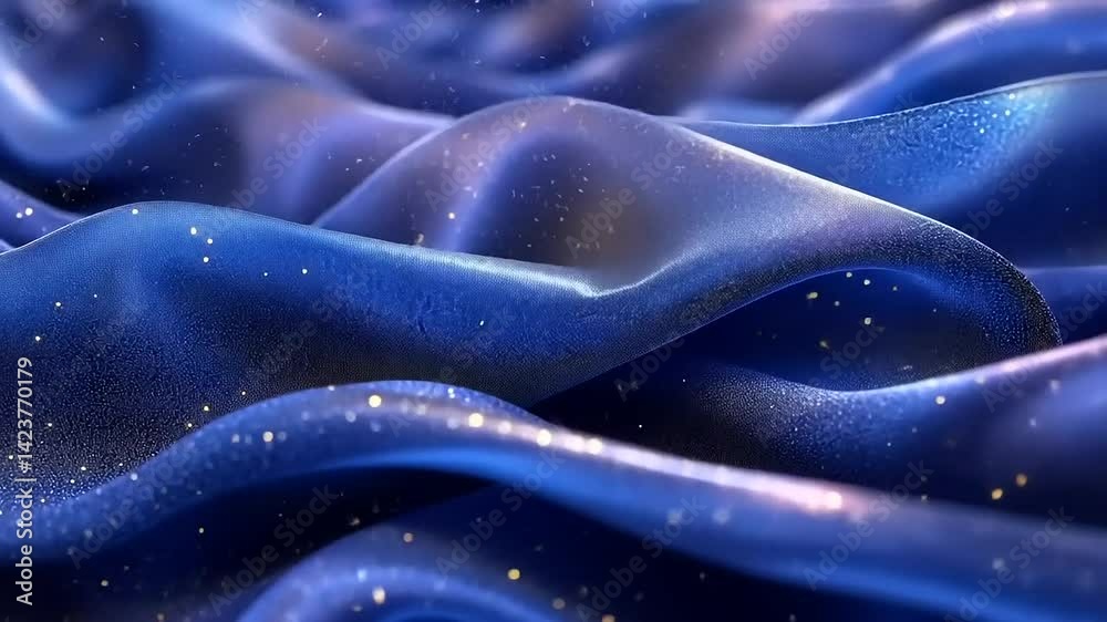 Fluid, shimmering, deep blue fabric with golden specks Fluid, shimmering, deep blue fabric with golden specks