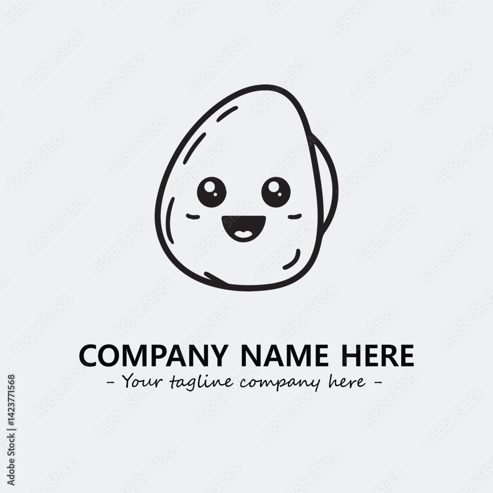 Fototapeta premium Egg cartoon illustration black and white for logo company vector image 