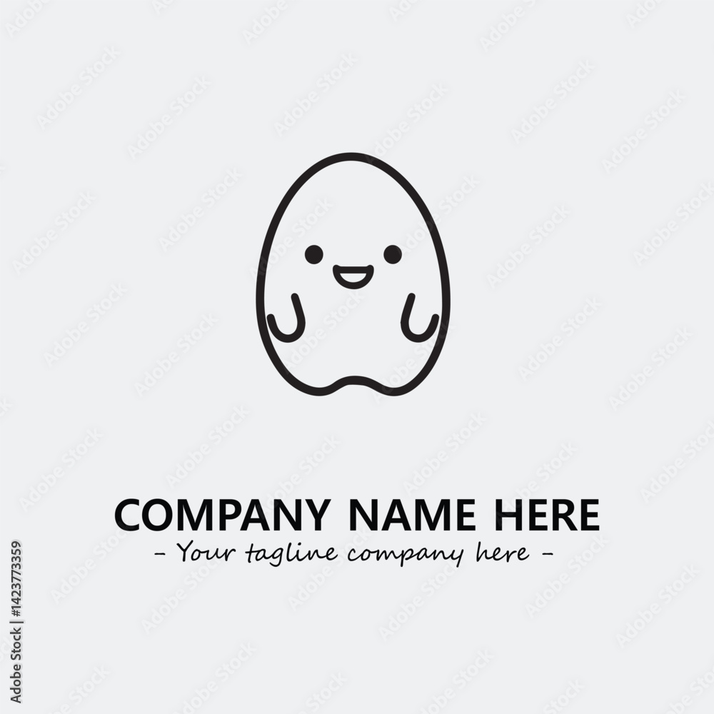 Fototapeta premium Egg cartoon illustration black and white for logo company vector image 