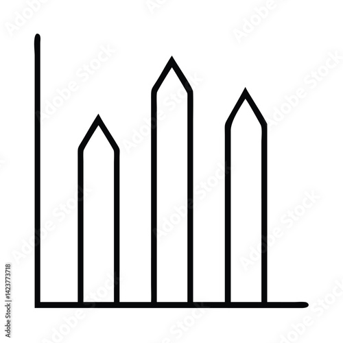 Stylized Bar and Line Graph with Peaks