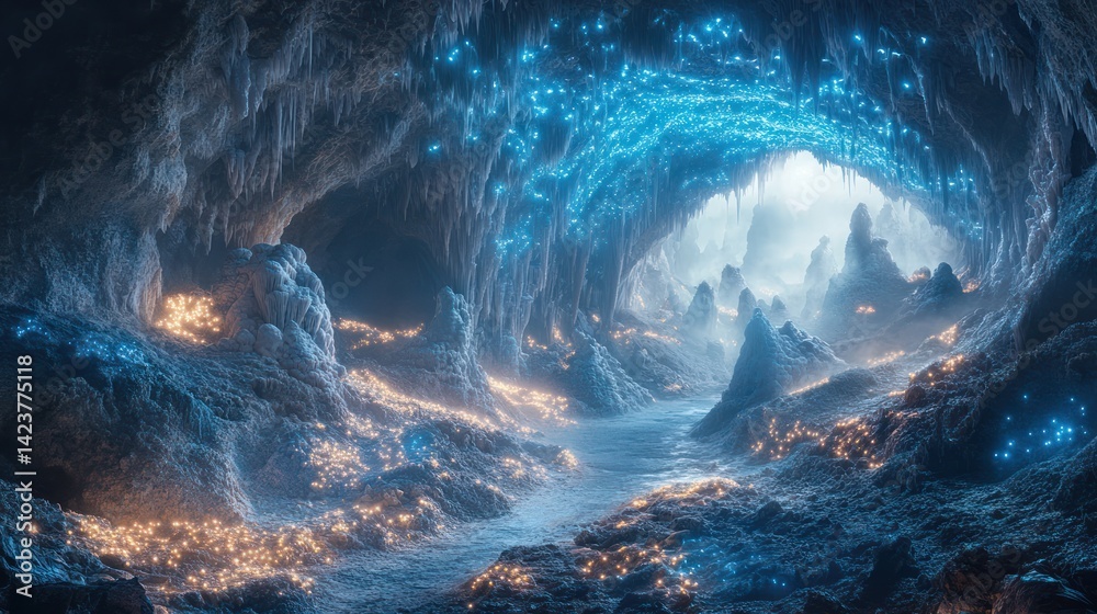 Naklejka premium Ice cave fantasy landscape