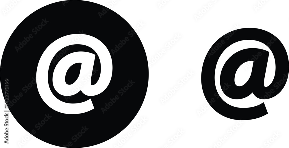 @ button sign icon set. Email address vector collection isolated on transparent background. Containing at, address sign, arobase, arroba and mention someone contact account.