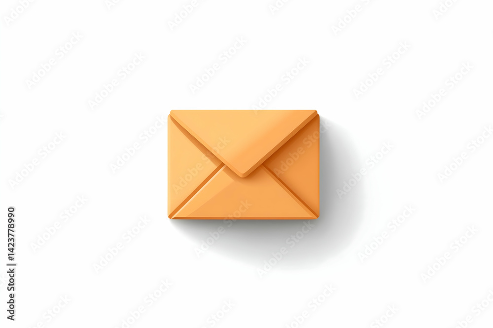 A light orange, digitally rendered, closed envelope icon, isolated on white A light orange, digitally rendered, closed envelope icon, isolated on white
