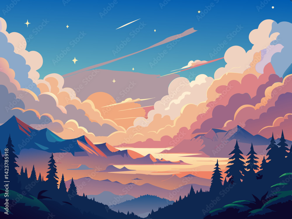 Naklejka premium sky landscape illustration