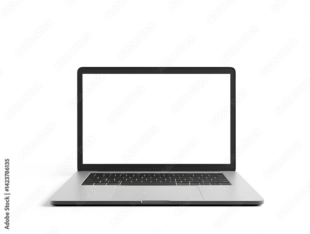 Sleek Silver Laptop: Minimalist Modern Design, Blank Screen Sleek Silver Laptop: Minimalist Modern Design, Blank Screen