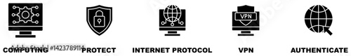 IPsec banner web icon vector illustration concept for internet and protection network security with icon of cloud computing, protect,internet protocol