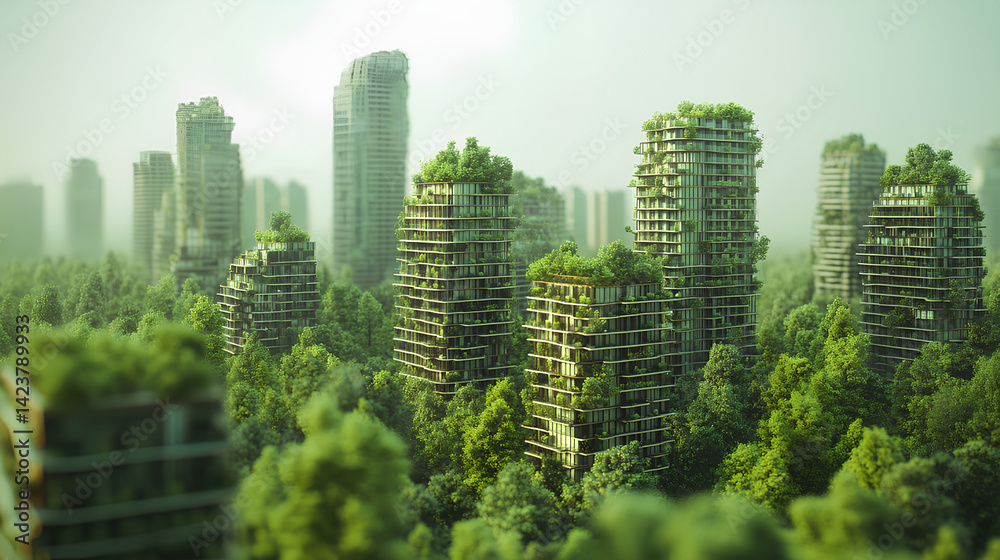 Fototapeta premium city ​​building with green environment concept