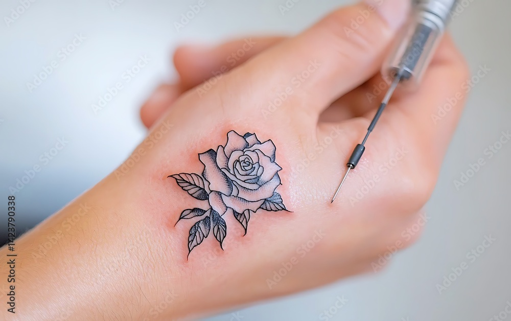 Obraz premium Rose Tattoo in Progress