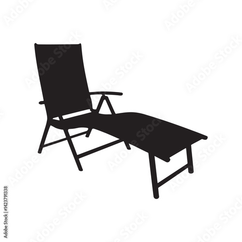 Outdoor Lounge Chair Silhouette Vector with Adjustable Back