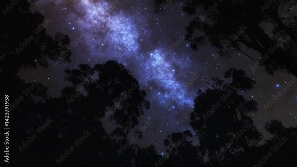 Mesmerizing Milky Way Rising Over the Forest Canopy Under the Starlit Night Sky Mesmerizing Milky Way Rising Over the Forest Canopy Under the Starlit Night Sky
