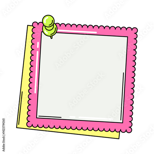 Obraz na płótnie Paper note with pin. Frame or background for reminder. w salonie