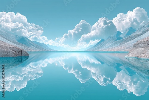 A lake reflecting sky so perfectly that both seem unified