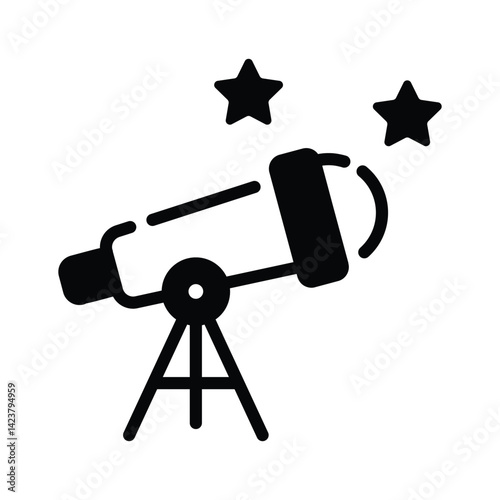 Easy to use glyph style icon of telescope