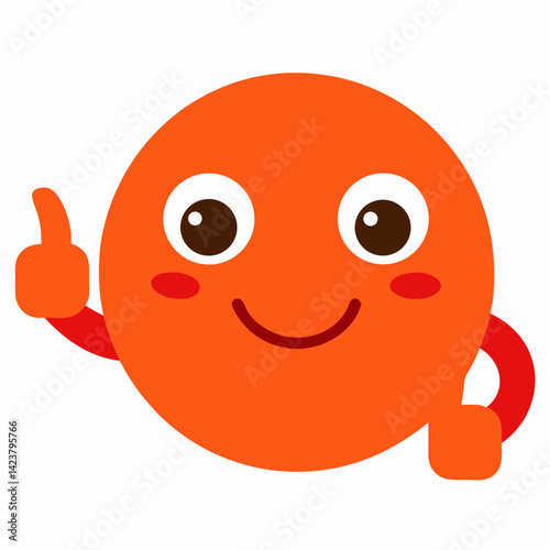 Thumbs up cute emoticon on white background. photo