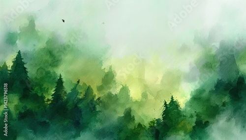 green watercolor background, abstract green Watercolour painting textured,green Wave pattern watercolor on white	
