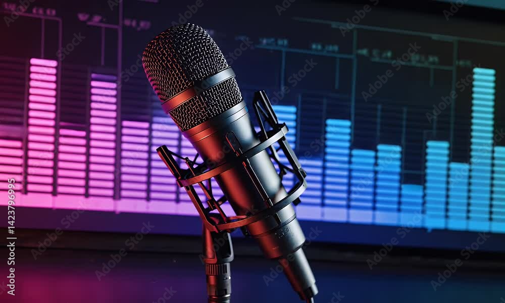 Recording microphone against audio visual display