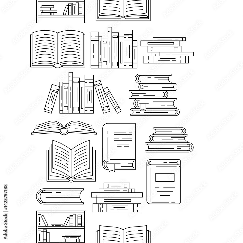 Pattern with books. Image for education and school.