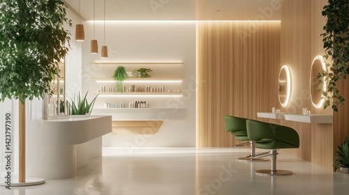 luxury bright beauty salon with modern lighting