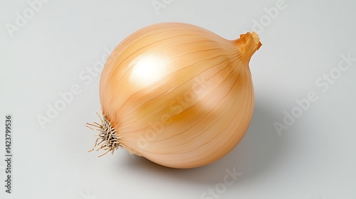 Single Onion on Gray Background