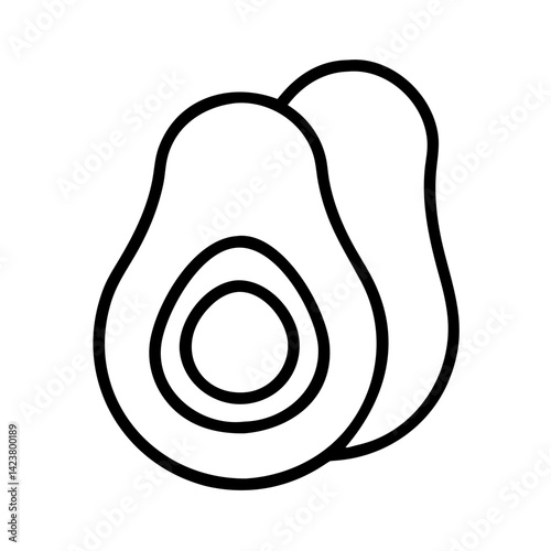 Avocado vector illustration of fresh avocado fruit healthy food ingredient outline drawing graphic design